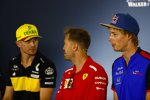 Nico Hülkenberg (Renault), Sebastian Vettel (Ferrari) und Brendon Hartley (Toro Rosso) 