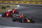 Max Verstappen (Red Bull), Kimi Räikkönen (Ferrari) und Sebastian Vettel (Ferrari) 