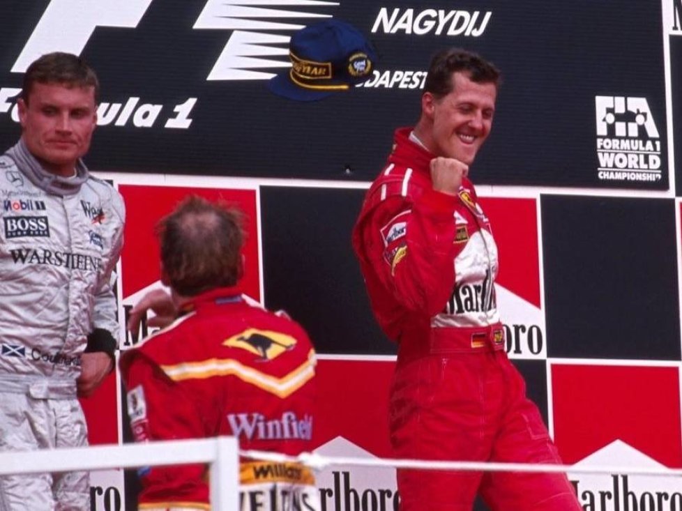 Michael Schumacher, David Coulthard, Jacques Villeneuve, Henning Solberg