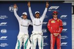 Valtteri Bottas (Mercedes), Lewis Hamilton (Mercedes) und Kimi Räikkönen (Ferrari) 