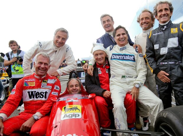 Titel-Bild zur News: Christian Danner, Riccardo Patrese, Gerhard Berger, Niki Lauda, Jean Alesi, Pierluigi Martini, Alain Prost
