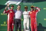 Sebastian Vettel (Ferrari), Lewis Hamilton (Mercedes) und Kimi Räikkönen (Ferrari) 