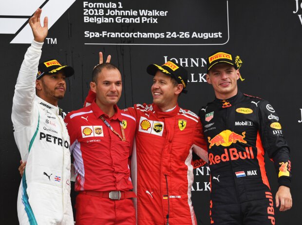 Titel-Bild zur News: Lewis Hamilton, Sebastian Vettel, Max Verstappen