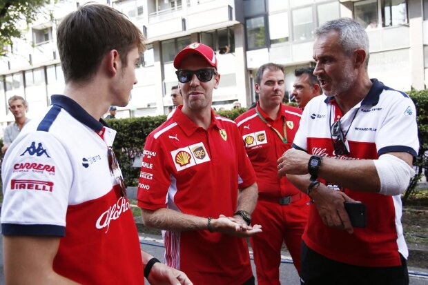 Charles Leclerc Sebastian Vettel Beat Zehnder Ferrari Scuderia Ferrari F1Sauber Alfa Romeo Sauber F1 Team F1 ~Charles Leclerc (Sauber), Sebastian Vettel (Ferrari) und Beat Zehnder ~ 