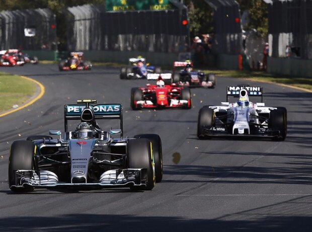 Titel-Bild zur News: Nico Rosberg, Felipe Massa, Sebastian Vettel