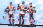 Andrea Dovizioso (Ducati), Jorge Lorenzo (Ducati) und Marc Marquez (Honda) 