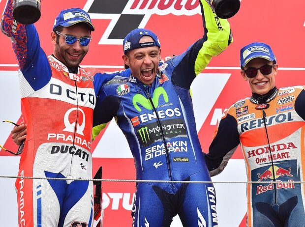 Danilo Petrucci, Marc Marquez, Valentino Rossi Danilo Petrucci, Marc Marquez, Valentino Rossi