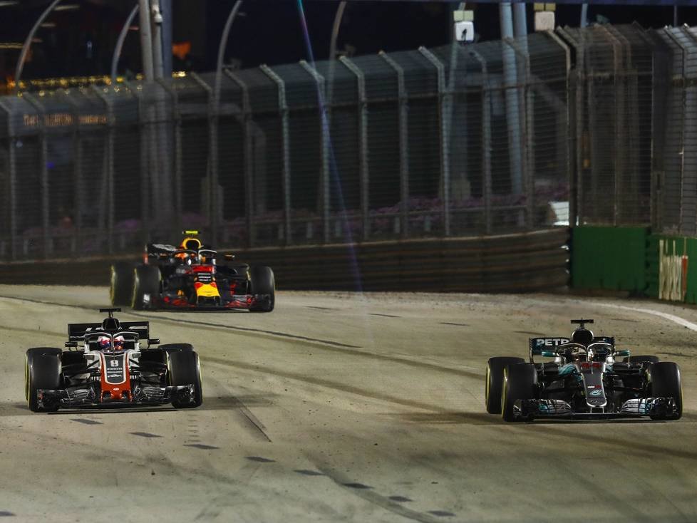 Lewis Hamilton, Max Verstappen, Romain Grosjean