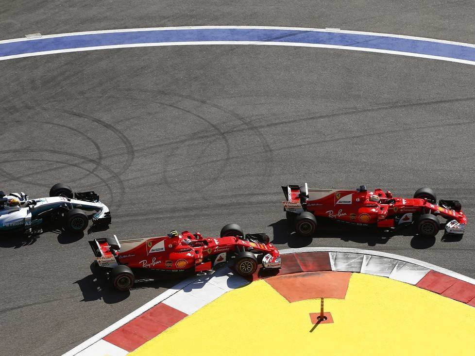 Sebastian Vettel, Kimi Räikkönen, Lewis Hamilton