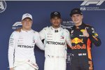 Valtteri Bottas (Mercedes), Lewis Hamilton (Mercedes) und Max Verstappen (Red Bull) 