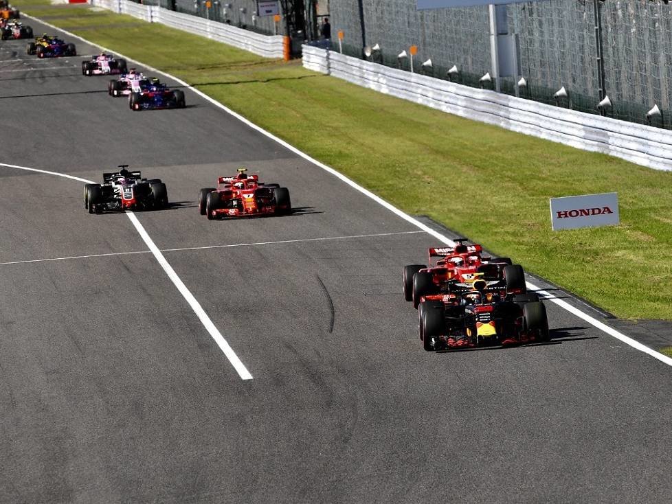 Max Verstappen, Sebastian Vettel, Kimi Räikkönen, Romain Grosjean