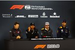 Romain Grosjean (Haas), Lewis Hamilton (Mercedes) und Fernando Alonso (McLaren) 