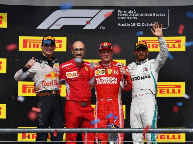 Titel-Bild zur News: Max Verstappen, Kimi Räikkönen, Lewis Hamilton