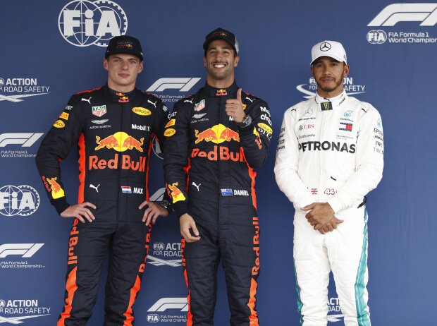 Titel-Bild zur News: Max Verstappen, Daniel Ricciardo, Lewis Hamilton