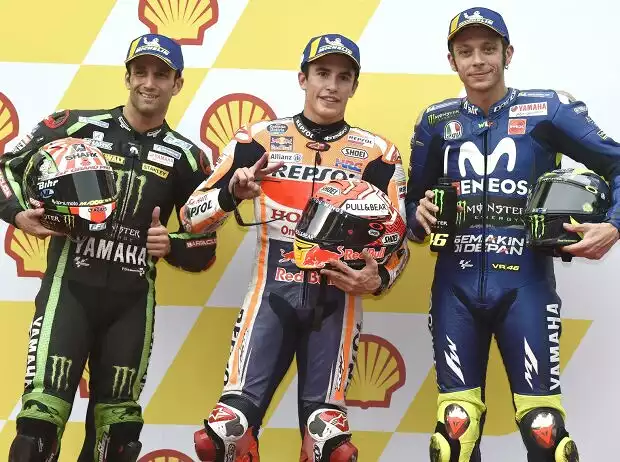 Titel-Bild zur News: Marc Marquez, Johann Zarco, Valentino Rossi