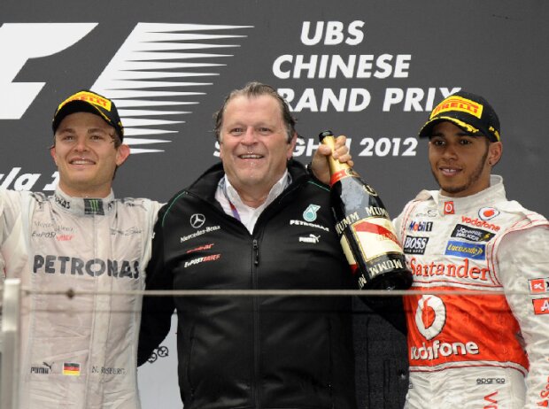 Titel-Bild zur News: Nico Rosberg, Lewis Hamilton, Norbert Haug