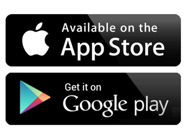 Logos: App Store und Google Play Logos: App Store und Google Play