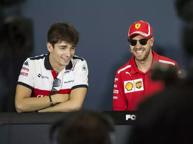 Titel-Bild zur News: Charles Leclerc, Sebastian Vettel