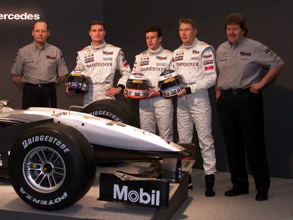 Ron Dennis, David Coulthard, Olivier Panis, Mika Häkkinen, Norbert Haug