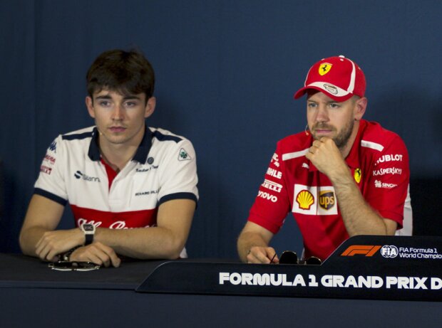 Titel-Bild zur News: Charles Leclerc, Sebastian Vettel, Lewis Hamilton, Romain Grosjean