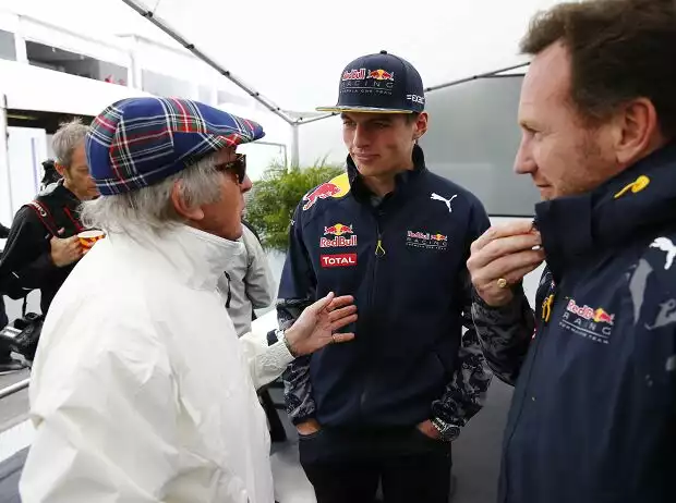 Jackie Stewart, Max Verstappen, Christian Horner Titel-Bild zur News: Jackie Stewart, Max Verstappen, Christian Horner