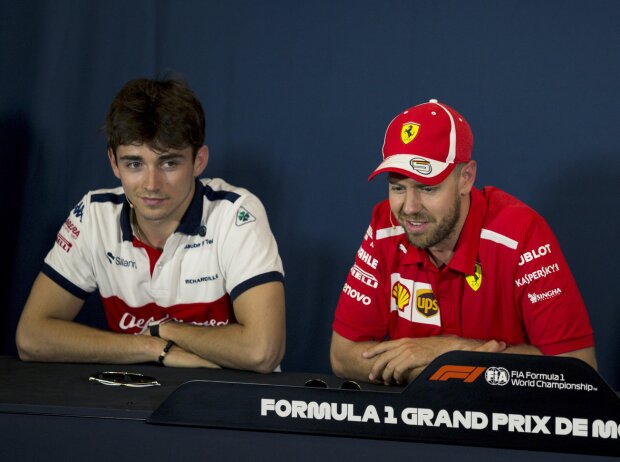 Titel-Bild zur News: Charles Leclerc, Sebastian Vettel, Lewis Hamilton