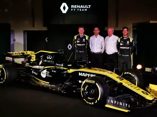 Titel-Bild zur News: Nico Hülkenberg, Cyril Abiteboul, Jerome D'Ambrosio, Daniel Ricciardo