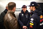 Max Verstappen, Pierre Gasly und Teamchef Christian Horner