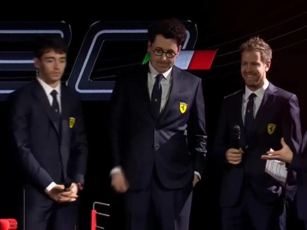 Charles Leclerc, Mattia Binotto, Sebastian Vettel
