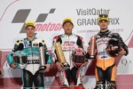 Lorenzo Dalla Porta (Leopard), Kaito Toba (Honda Asia) und Aron Canet (Max Racing) 