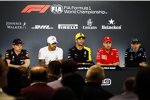 Max Verstappen (Red Bull), Lewis Hamilton (Mercedes), Daniel Ricciardo (Renault), Sebastian Vettel (Ferrari) und Robert Kubica (Williams) 