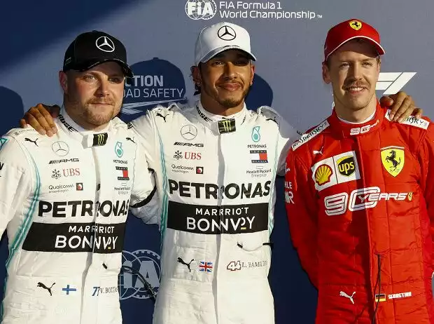 Valtteri Bottas, Lewis Hamilton, Sebastian Vettel Titel-Bild zur News: Valtteri Bottas, Lewis Hamilton, Sebastian Vettel