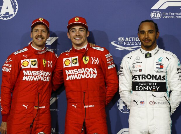 Titel-Bild zur News: Sebastian Vettel, Charles Leclerc, Lewis Hamilton