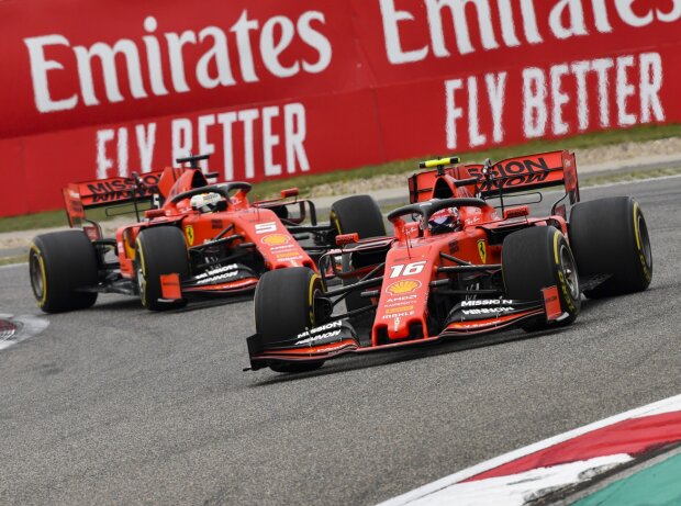 Titel-Bild zur News: Charles Leclerc, Sebastian Vettel