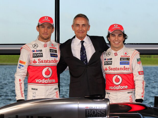Titel-Bild zur News: Jenson Button, Martin Whitmarsh, Sergio Perez