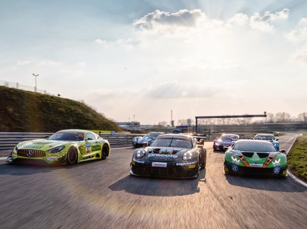 Titel-Bild zur News: GT-Masters, Mercedes-AMG GT3, Porsche 911 GT3 R, Lamborghini Huracan GT3, Gruppenfoto