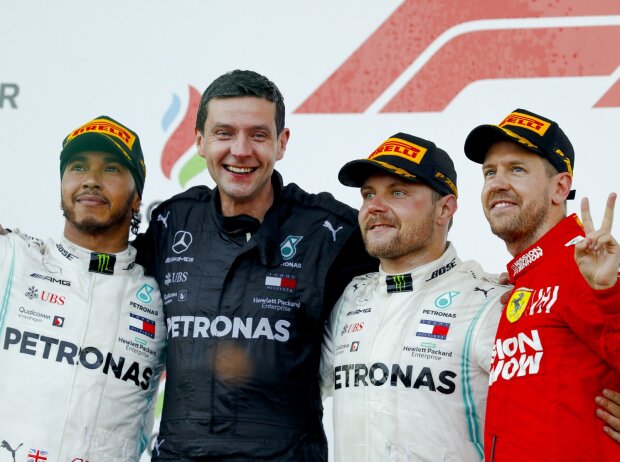 Titel-Bild zur News: Lewis Hamilton, Valtteri Bottas, Sebastian Vettel