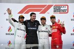 Lewis Hamilton (Mercedes), Valtteri Bottas (Mercedes) und Sebastian Vettel (Ferrari) 