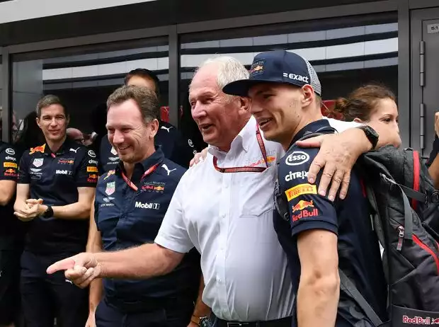 Titel-Bild zur News: Max Verstappen, Christian Horner, Helmut Marko