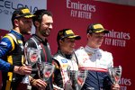 Nyck de Vries (ART), Luca Ghiotto (Virtuosi) und Callum Ilott (Charouz) 