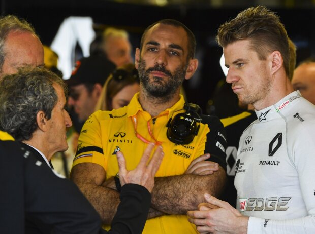 Titel-Bild zur News: Alain Prost, Cyril Abiteboul, Nico Hülkenberg