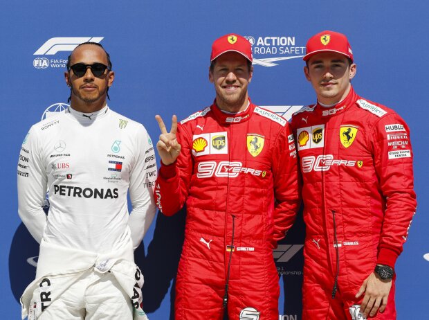 Titel-Bild zur News: Lewis Hamilton, Sebastian Vettel, Charles Leclerc