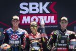 Michael van der Mark, Alvaro Bautista und Jonathan Rea