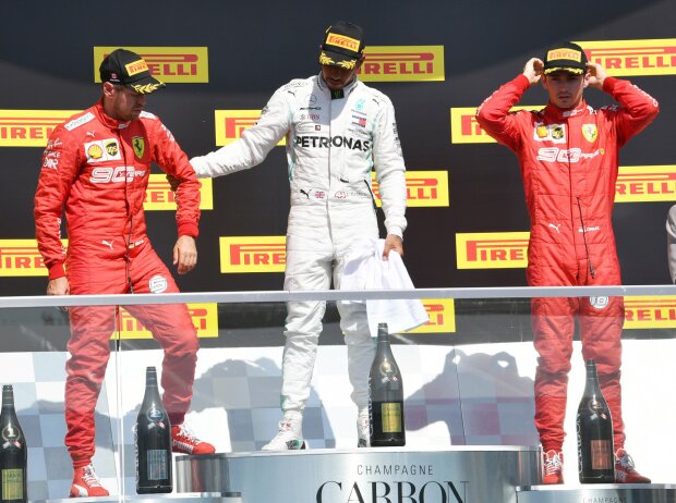 Titel-Bild zur News: Sebastian Vettel, Lewis Hamilton, Charles Leclerc