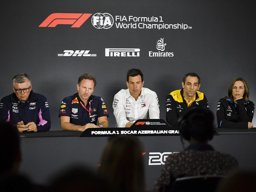 Otmar Szafnauer, Christian Horner, Toto Wolff, Cyril Abiteboul, Claire Williams