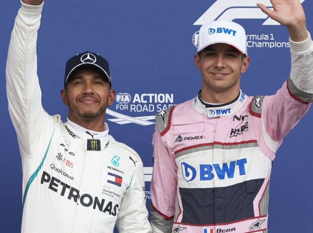 Titel-Bild zur News: Sebastian Vettel, Lewis Hamilton, Esteban Ocon