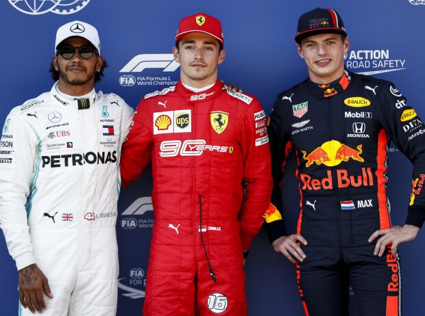 Titel-Bild zur News: Lewis Hamilton, Charles Leclerc, Max Verstappen
