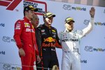 Charles Leclerc (Ferrari), Max Verstappen (Red Bull) und Valtteri Bottas (Mercedes) 