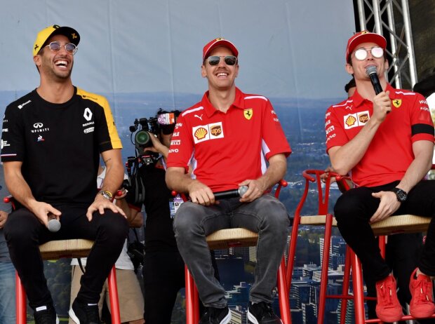 Titel-Bild zur News: Daniel Ricciardo, Sebastian Vettel, Charles Leclerc