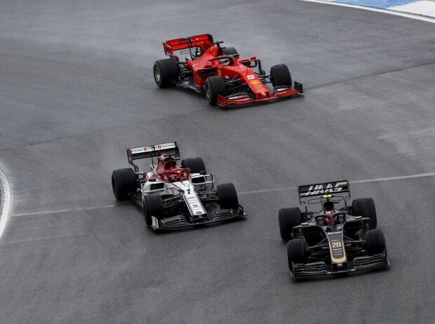 Kevin Magnussen, Kimi Räikkönen, Sebastian Vettel Kevin Magnussen, Kimi Räikkönen, Sebastian Vettel